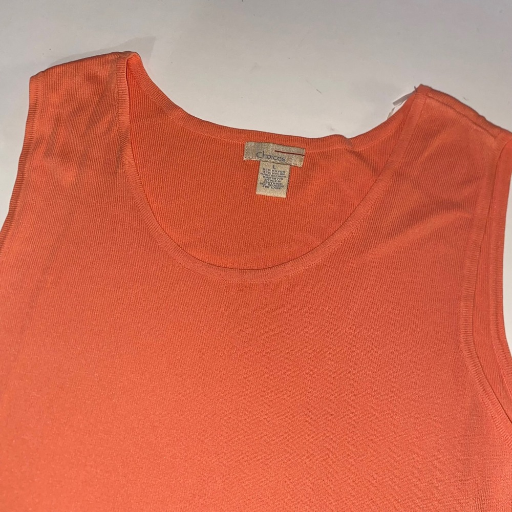 Choices Women Orange Knit Sleeveless Scoop Neck Tank Top Large JSST0158